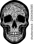 Black Skull Vector Design Art Tattoo Gothic Human Head Skeleton Retro Vintage Handdraw Chopper Motorcycle Motorhead Mexican Sugar Skull Tshirt Design 