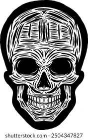 Black Skull Vector Design Art Tattoo Gothic Human Head Skeleton Retro Vintage Handdraw Chopper Motorcycle Motorhead Mexican Sugar Skull Tshirt Design 
