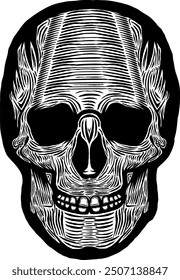 Black Skull Vector Design Art Tattoo Gothic Human Head Skeleton Retro Vintage Handdraw Chopper Motorcycle Motorhead Mexican Sugar Skull Tshirt Design 