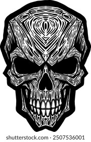 Black Skull Vector Design Art Tattoo Gothic Human Head Skeleton Retro Vintage Handdraw Chopper Motorcycle Motorhead Mexican Sugar Skull Tshirt Design 