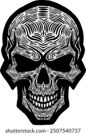 Black Skull Vector Design Art Tattoo Gothic Human Head Skeleton Retro Vintage Handdraw Chopper Motorcycle Motorhead Mexican Sugar Skull Tshirt Design 