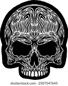 Black Skull Vector Design Art Tattoo Gothic Human Head Skeleton Retro Vintage Handdraw Chopper Motorcycle Motorhead Mexican Sugar Skull Tshirt Design 