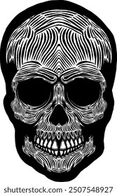 Black Skull Vector Design Art Tattoo Gothic Human Head Skeleton Retro Vintage Handdraw Chopper Motorcycle Motorhead Mexican Sugar Skull Tshirt Design 