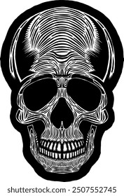 Black Skull Vector Design Art Tattoo Gothic Human Head Skeleton Retro Vintage Handdraw Chopper Motorcycle Motorhead Mexican Sugar Skull Tshirt Design 