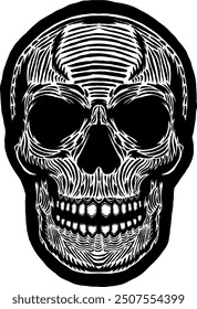 Black Skull Vector Design Art Tattoo Gothic Human Head Skeleton Retro Vintage Handdraw Chopper Motorcycle Motorhead Mexican Sugar Skull Tshirt Design 