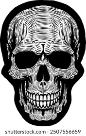 Black Skull Vector Design Art Tattoo Gothic Human Head Skeleton Retro Vintage Handdraw Chopper Motorcycle Motorhead Mexican Sugar Skull Tshirt Design 