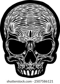 Black Skull Vector Design Art Tattoo Gothic Human Head Skeleton Retro Vintage Handdraw Chopper Motorcycle Motorhead Mexican Sugar Skull Tshirt Design 