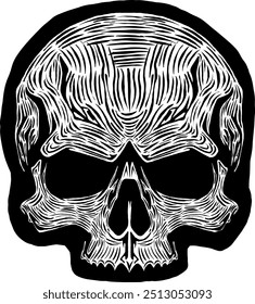 Black Skull Vector Design Art Tattoo Gothic Human Head Skeleton Retro Vintage Handdraw Chopper Motorcycle Motorhead Mexican Sugar Skull Tshirt Design 