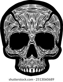 Black Skull Vector Design Art Tattoo Gothic Human Head Skeleton Retro Vintage Handdraw Chopper Motorcycle Motorhead Mexican Sugar Skull Tshirt Design 