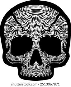 Black Skull Vector Design Art Tattoo Gothic Human Head Skeleton Retro Vintage Handdraw Chopper Motorcycle Motorhead Mexican Sugar Skull Tshirt Design 