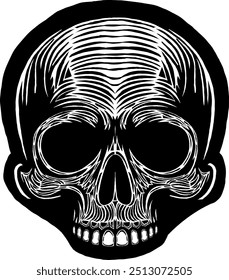 Black Skull Vector Design Art Tattoo Gothic Human Head Skeleton Retro Vintage Handdraw Chopper Motorcycle Motorhead Mexican Sugar Skull Tshirt Design 