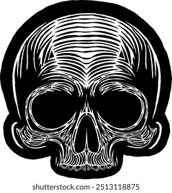 Black Skull Vector Design Art Tattoo Gothic Human Head Skeleton Retro Vintage Handdraw Chopper Motorcycle Motorhead Mexican Sugar Skull Tshirt Design 