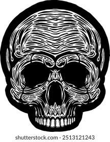 Black Skull Vector Design Art Tattoo Gothic Human Head Skeleton Retro Vintage Handdraw Chopper Motorcycle Motorhead Mexican Sugar Skull Tshirt Design 