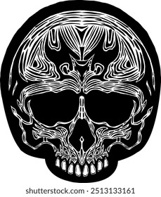 Black Skull Vector Design Art Tattoo Gothic Human Head Skeleton Retro Vintage Handdraw Chopper Motorcycle Motorhead Mexican Sugar Skull Tshirt Design 