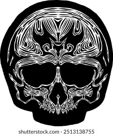 Black Skull Vector Design Art Tattoo Gothic Human Head Skeleton Retro Vintage Handdraw Chopper Motorcycle Motorhead Mexican Sugar Skull Tshirt Design 