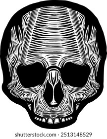 Black Skull Vector Design Art Tattoo Gothic Human Head Skeleton Retro Vintage Handdraw Chopper Motorcycle Motorhead Mexican Sugar Skull Tshirt Design 