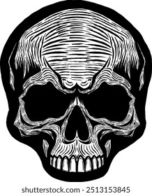 Black Skull Vector Design Art Tattoo Gothic Human Head Skeleton Retro Vintage Handdraw Chopper Motorcycle Motorhead Mexican Sugar Skull Tshirt Design 