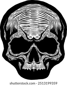 Black Skull Vector Design Art Tattoo Gothic Human Head Skeleton Retro Vintage Handdraw Chopper Motorcycle Motorhead Mexican Sugar Skull Tshirt Design 