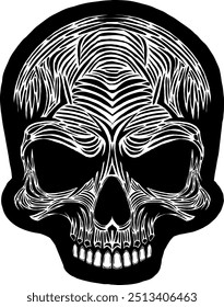 Black Skull Vector Design Art Tattoo Gothic Human Head Skeleton Retro Vintage Handdraw Chopper Motorcycle Motorhead Mexican Sugar Skull Tshirt Design 