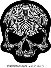 Black Skull Vector Design Art Tattoo Gothic Human Head Skeleton Retro Vintage Handdraw Chopper Motorcycle Motorhead Mexican Sugar Skull Tshirt Design 