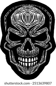 Black Skull Vector Design Art Tattoo Gothic Human Head Skeleton Retro Vintage Handdraw Chopper Motorcycle Motorhead Mexican Sugar Skull Tshirt Design 