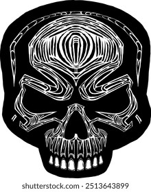 Black Skull Vector Design Art Tattoo Gothic Human Head Skeleton Retro Vintage Handdraw Chopper Motorcycle Motorhead Mexican Sugar Skull Tshirt Design 