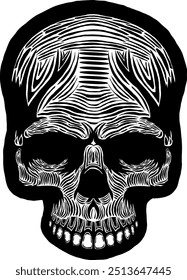 Black Skull Vector Design Art Tattoo Gothic Human Head Skeleton Retro Vintage Handdraw Chopper Motorcycle Motorhead Mexican Sugar Skull Tshirt Design 