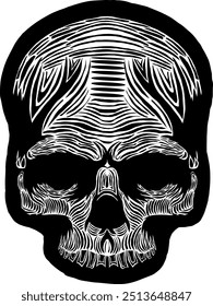 Black Skull Vector Design Art Tattoo Gothic Human Head Skeleton Retro Vintage Handdraw Chopper Motorcycle Motorhead Mexican Sugar Skull Tshirt Design 