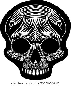 Black Skull Vector Design Art Tattoo Gothic Human Head Skeleton Retro Vintage Handdraw Chopper Motorcycle Motorhead Mexican Sugar Skull Tshirt Design 