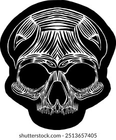 Black Skull Vector Design Art Tattoo Gothic Human Head Skeleton Retro Vintage Handdraw Chopper Motorcycle Motorhead Mexican Sugar Skull Tshirt Design 