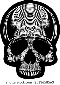 Black Skull Vector Design Art Tattoo Gothic Human Head Skeleton Retro Vintage Handdraw Chopper Motorcycle Motorhead Mexican Sugar Skull Tshirt Design 