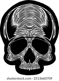 Black Skull Vector Design Art Tattoo Gothic Human Head Skeleton Retro Vintage Handdraw Chopper Motorcycle Motorhead Mexican Sugar Skull Tshirt Design 