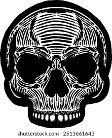 Black Skull Vector Design Art Tattoo Gothic Human Head Skeleton Retro Vintage Handdraw Chopper Motorcycle Motorhead Mexican Sugar Skull Tshirt Design 