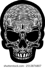 Black Skull Vector Design Art Tattoo Gothic Human Head Skeleton Retro Vintage Handdraw Chopper Motorcycle Motorhead Mexican Sugar Skull Tshirt Design 