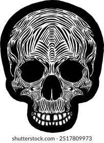 Black Skull Vector Design Art Tattoo Gothic Human Head Skeleton Retro Vintage Handdraw Chopper Motorcycle Motorhead Mexican Sugar Skull Tshirt Design 