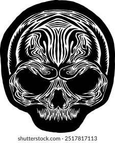 Black Skull Vector Design Art Tattoo Gothic Human Head Skeleton Retro Vintage Handdraw Chopper Mexican Sugar Skull Tshirt Design 