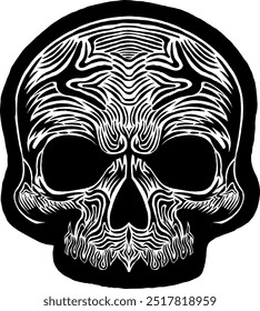 Black Skull Vector Design Art Tattoo Gothic Human Head Skeleton Retro Vintage Handdraw Chopper Mexican Sugar Skull Tshirt Design 