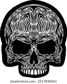 Black Skull Vector Design Art Tattoo Gothic Human Head Skeleton Retro Vintage Handdraw Chopper Mexican Sugar Skull Component Tshirt Design 