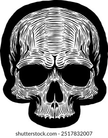 Black Skull Vector Design Art Tattoo Gothic Human Head Skeleton Retro Vintage Handdraw Chopper Mexican Sugar Skull Component Tshirt Design 