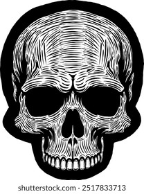 Black Skull Vector Design Art Tattoo Gothic Human Head Skeleton Retro Vintage Handdraw Chopper Mexican Sugar Skull Component Tshirt Design 