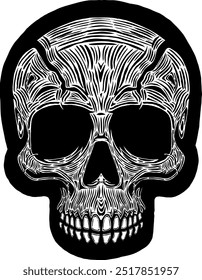 Black Skull Vector Design Art Tattoo Gothic Human Head Skeleton Retro Vintage Handdraw Chopper Mexican Sugar Skull Component Tshirt Design 