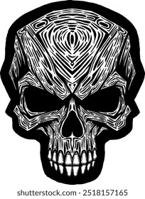 Black Skull Vector Design Art Tattoo Gothic Human Head Skeleton Retro Vintage Handdraw Chopper Mexican Sugar Skull Component Tshirt Design 