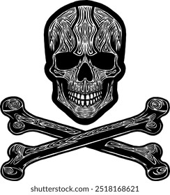 Black Skull Vector Design Art Tattoo Gothic Human Head Skeleton Retro Vintage Handdraw Chopper Mexican Sugar Skull Component Tshirt Design 