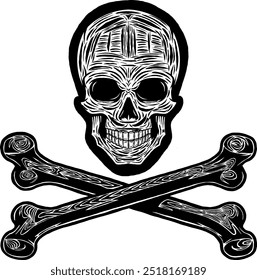 Black Skull Vector Design Art Tattoo Gothic Human Head Skeleton Retro Vintage Handdraw Chopper Mexican Sugar Skull Component Tshirt Design 