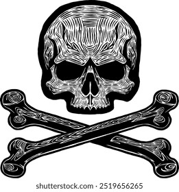 Black Skull Vector Design Art Tattoo Gothic Human Head Skeleton Retro Vintage Handdraw Chopper Mexican Sugar Skull Component Tshirt Design 