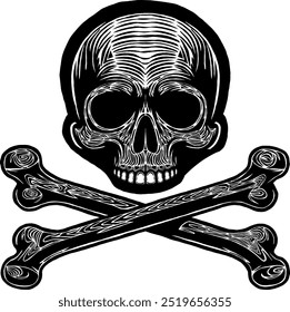 Black Skull Vector Design Art Tattoo Gothic Human Head Skeleton Retro Vintage Handdraw Chopper Mexican Sugar Skull Component Tshirt Design 