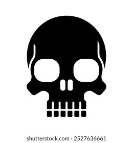 Black skull vector icon with a circular design on a white background