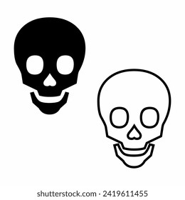 Black skull vector icon for logo and symbol