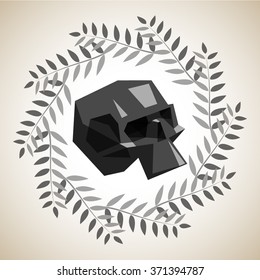 black skull with a wreath