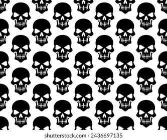 black skulls on  white background seamless pattern